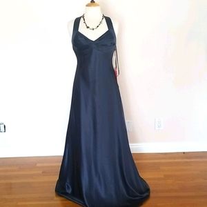 Long Satin Charcoal Gown